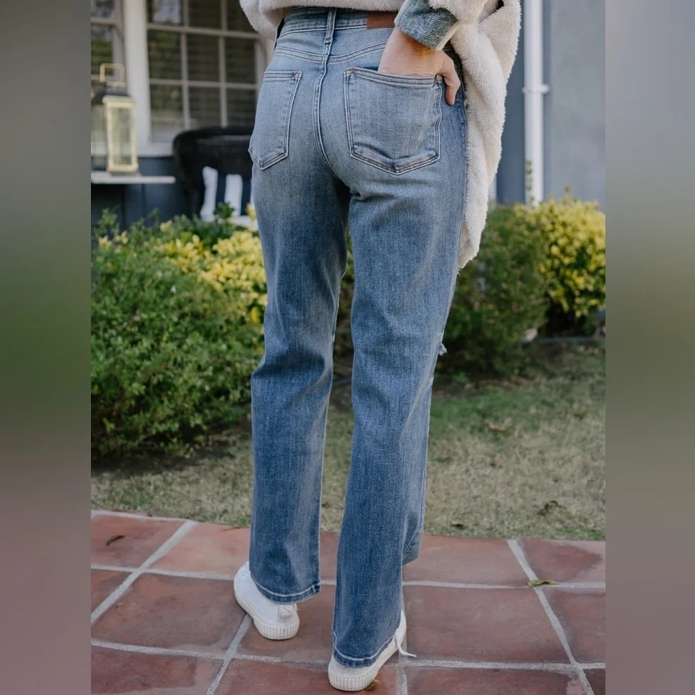 Judy Blue Kaylee High Waist Distressed Dad Jeans NWT Size 7/28 - Picture 15 of 15